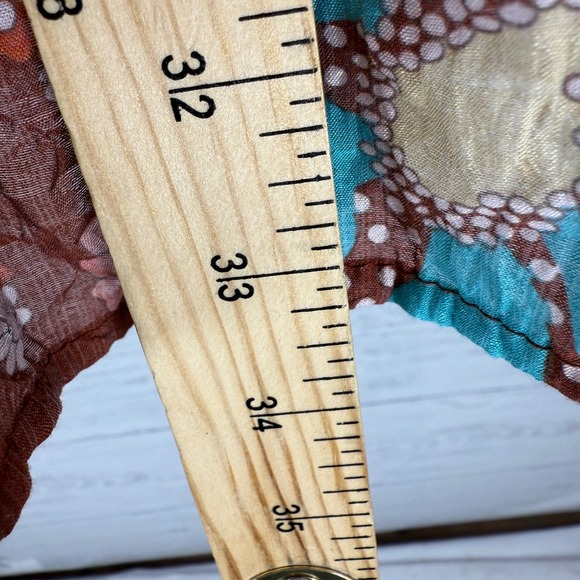 Entro XL Brown patchwork Ruffle babydoll Dress Tiered cottage boho prairie - Picture 6 of 10